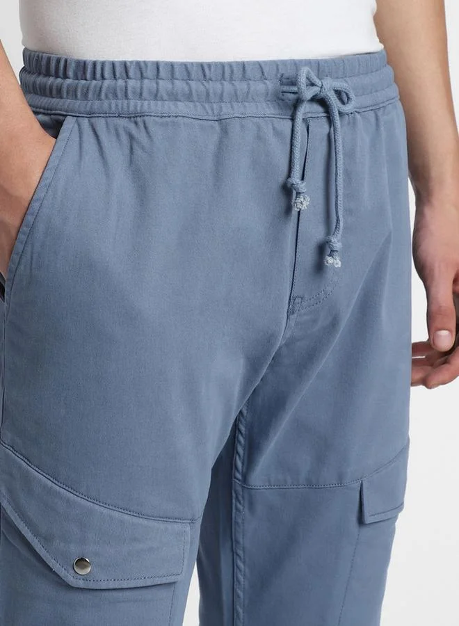 Dennis Lingo Steel Blue Cargo Trousers for Men, Slim Fit