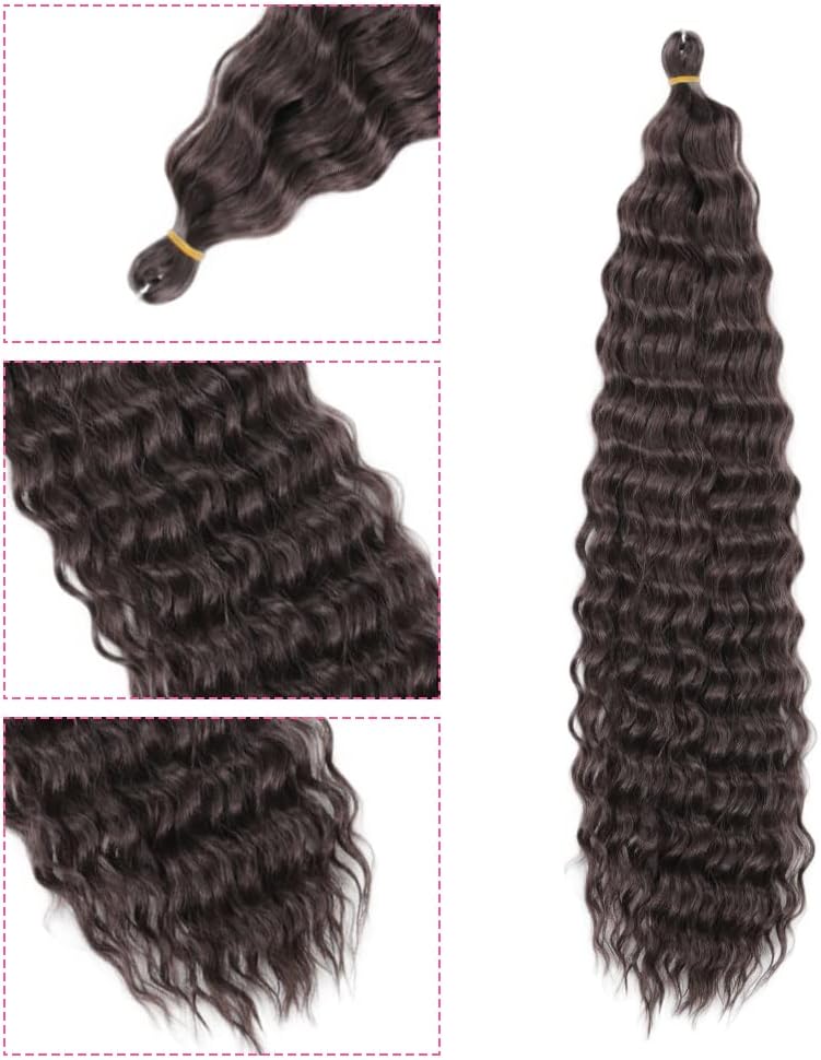 DSOAR 26 Inch 3 Packs Deep Twist Crochet Hair Crochet Braids Bohemian Curly Ocean Wave Hair Bundles Deep Wave Synthetic Hair Extensions for Women Girls - Image 2