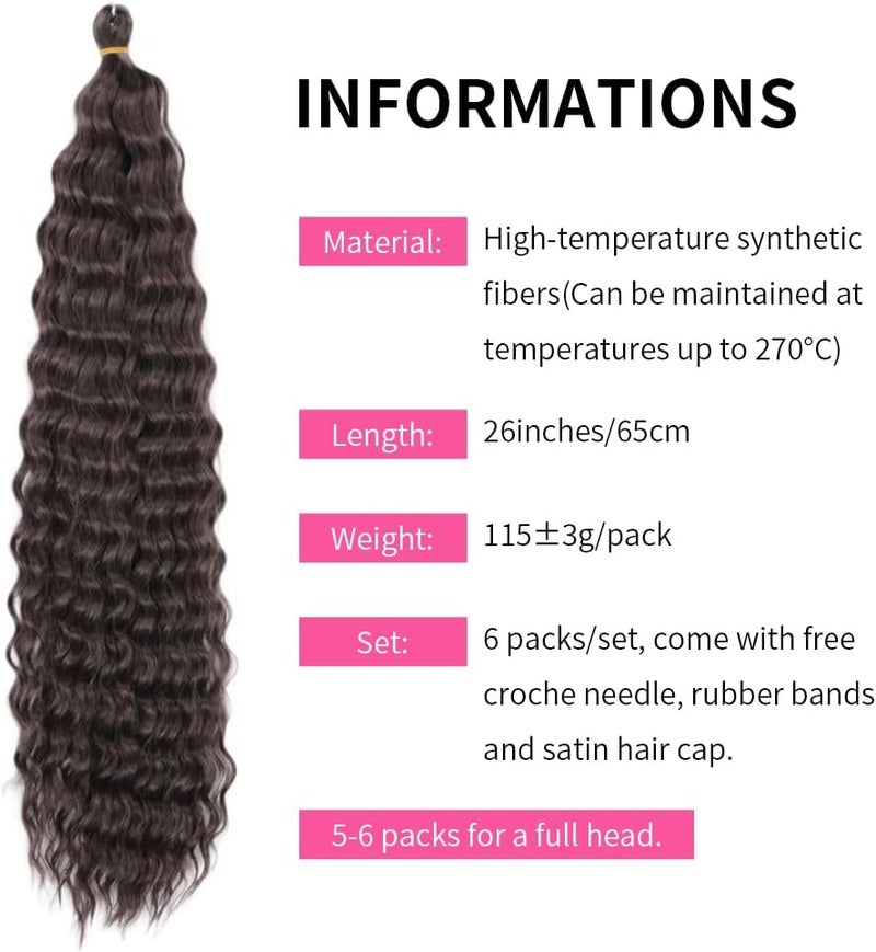 DSOAR 26 Inch 3 Packs Deep Twist Crochet Hair Crochet Braids Bohemian Curly Ocean Wave Hair Bundles Deep Wave Synthetic Hair Extensions for Women Girls - Image 5