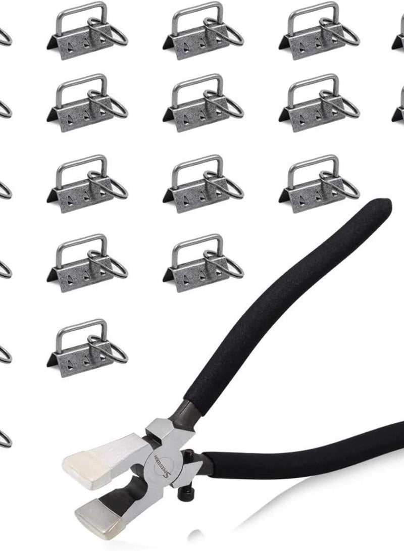 GGOOT Key Fob Pliers 1.25 Inch 20 Pcs Key Fob Hardware Dark Nickel Glass Breaking Pliers Tools with Keychain Split Rings Webbing Fabric Strapping with Rubber Tips  - Image 1