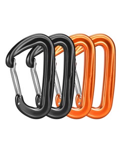 Carabiner Clips, 4 Pack, 12KN (2697 lbs) Heavy Duty Caribeaners for Camping, Hiking, Outdoor and Gym etc, Small Carabiners for Dog Leash and Harness, Black and Orange