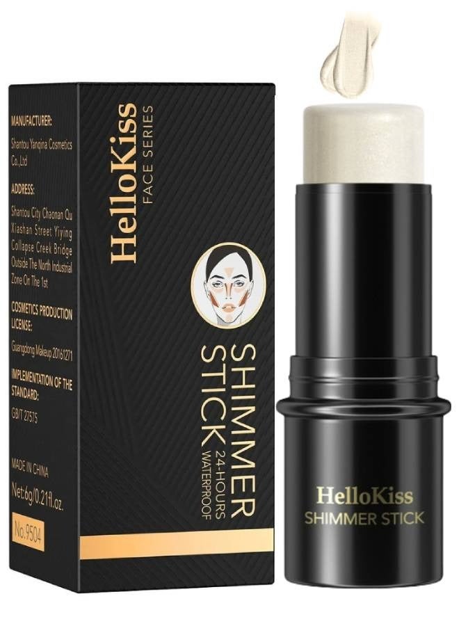 HelloKiss Shimmer Stick Makeup Highlighter Contour Bronzer Sticks Highlighter Makeup Stick for Face and Body Radiant and Shimmer Glow Water proof Long Lasting Smooth Face Contour Wand Shimmer Glow Pen 02  - Image 1