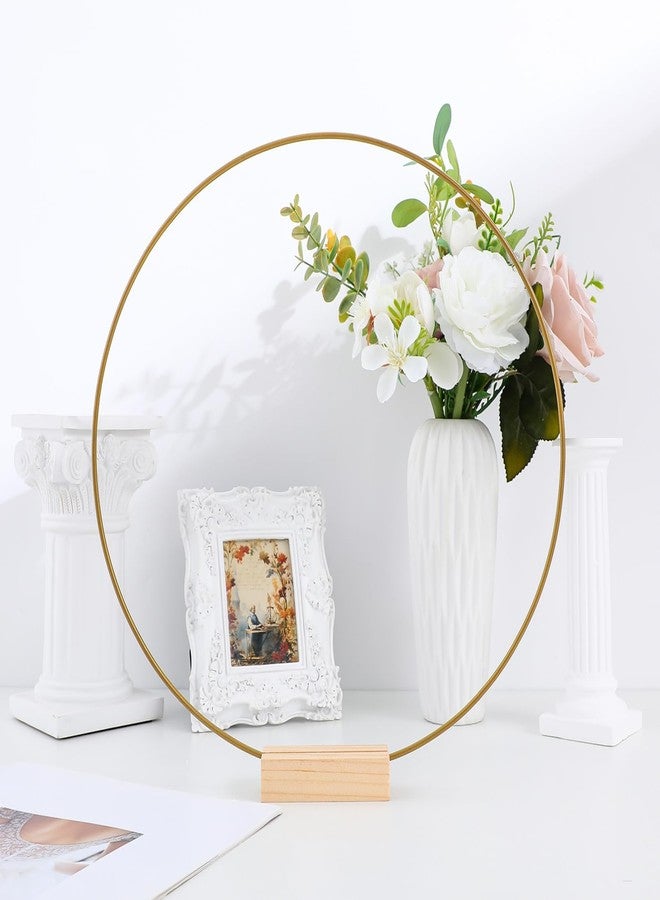 STOBAZA 10 Pack Metal Floral Hoops with Stands for Wedding Table Centerpieces- 12 Inch Gold Metal Floral Rings for DIY Macrame & Knotting Wreath Dream Catcher Rings Crafts - Image 4
