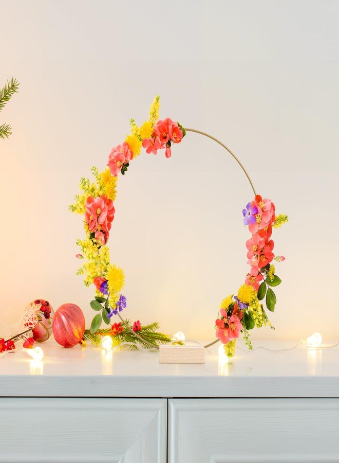 STOBAZA 10 Pack Metal Floral Hoops with Stands for Wedding Table Centerpieces- 12 Inch Gold Metal Floral Rings for DIY Macrame & Knotting Wreath Dream Catcher Rings Crafts - Image 3