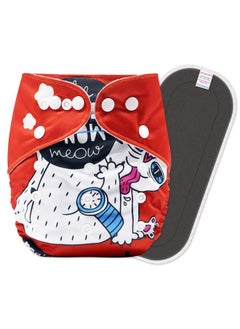 BEMBIKA Cloth Diapers For Babieswashable Reusable Cloth Diaper Ll Sizes Adjustable With 5 Layer Bamboo Charcoal Insert (Driving Cat)  - Image 1