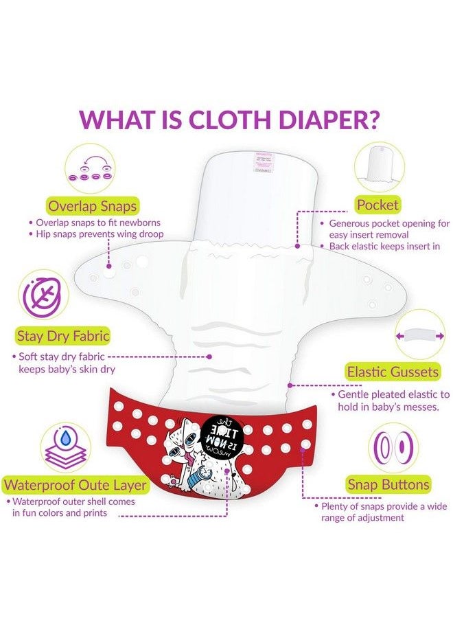 BEMBIKA - Cloth Diapers For Babieswashable Reusable Cloth Diaper Ll Sizes Adjustable With 5 Layer Bamboo Charcoal Insert (Driving Cat) - Image 1