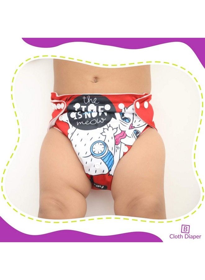 BEMBIKA - Cloth Diapers For Babieswashable Reusable Cloth Diaper Ll Sizes Adjustable With 5 Layer Bamboo Charcoal Insert (Driving Cat) - Image 1