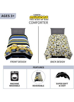 Franco Franco Kids Bedding Super Soft Reversible Comforter, Twin/Full Size 72" x 86", Despicable Me Minions  - Image 3