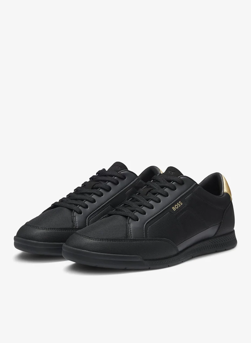 BOSS Mixed-material trainers with contrast back tab