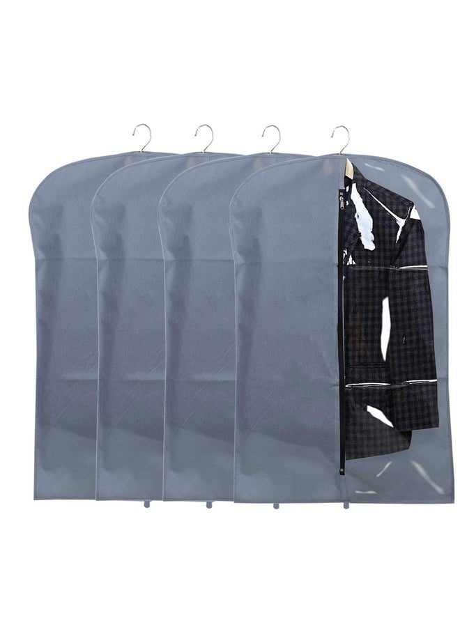 Kuber Industries Kuber Industries Half Transparent Blazer Cover|Suit covers with zip for Men, Women|Cloth Organizer for Wardrobe|Transparent Window & Premium Zipper|Pack of 4 (Grey)  - Image 1
