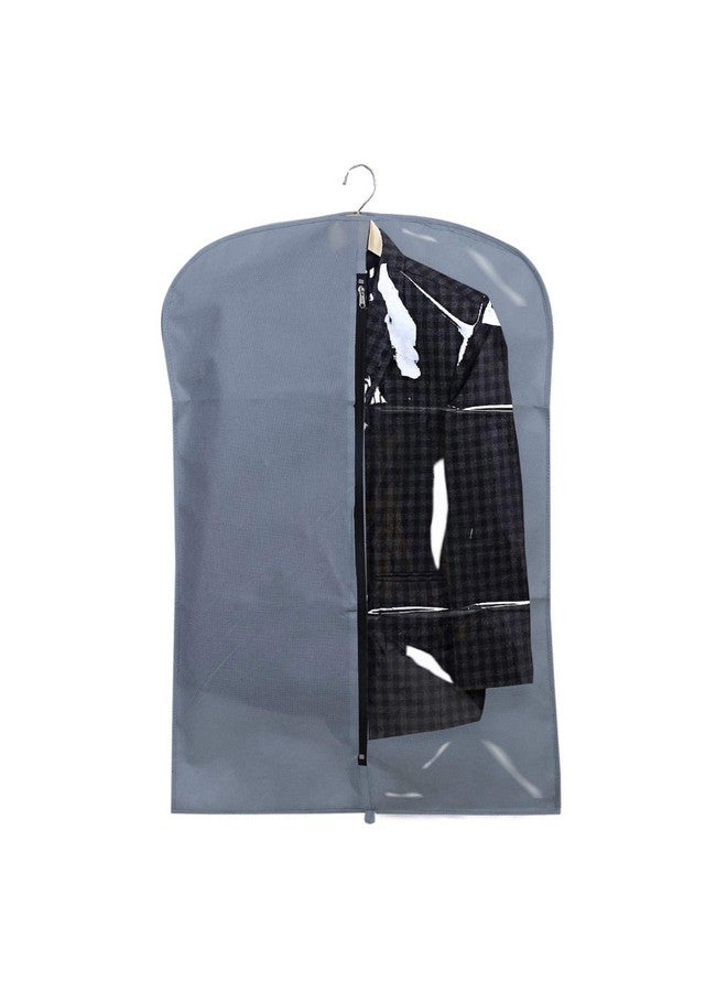 Kuber Industries Kuber Industries Half Transparent Blazer Cover|Suit covers with zip for Men, Women|Cloth Organizer for Wardrobe|Transparent Window & Premium Zipper|Pack of 4 (Grey)  - Image 3