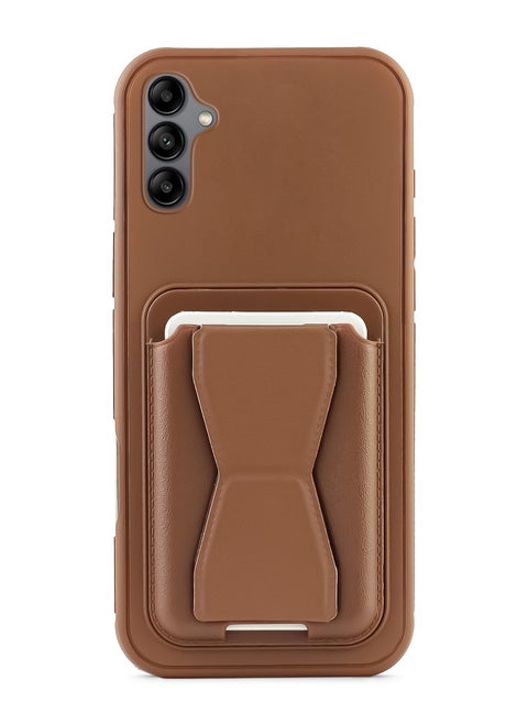 Leather back cover with card wallet Foldable Shockpoof Case compatible with Samsung Galaxy A26 (Brown)