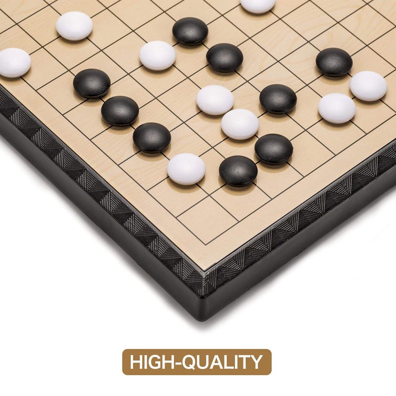 AMEROUS 11 Inches Magnetic Go Game Set 19 x 19 Travel Foldable Board Game Set with Magnetic Plastic Stones  Go Game Rules for Beginner Kids Adults Weiqi - Image 3