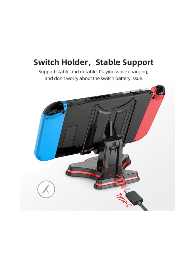Y&D Fit for Switch Charger Stand, Compatible Nintendo Charging Dock Station Accessories Lite/OLED Portable Djustable with USB Type-C Port Plug and Play (Black)  - Image 5
