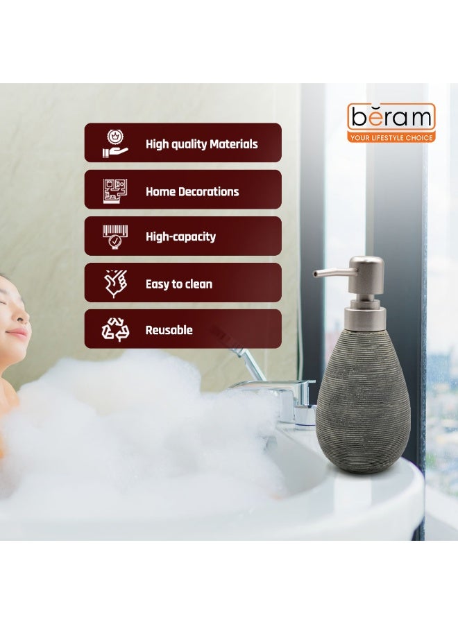 بيرام مجموعة خطوط ملحقات الحمام برام، 5 قطع من السيراميك، تصميم طبيعي مزخرف، تتضمن موزع صابون، حامل فرشاة أسنان، كوب، حامل متعدد الوظائف، وصحن صابون (أسود) (موزع سائل) - Image 2