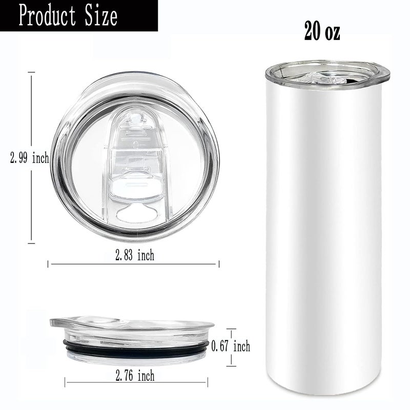 ZUIHUI 20 oz Skinny Replacement Lids Tumbler Replacement Lids Plastic Splash Resistant Lids Covers Spill Proof Skinny Tumbler Lid Cup Covers for Mouth Tumbler Cooler Cup (Clear, 2Pack)  - Image 2