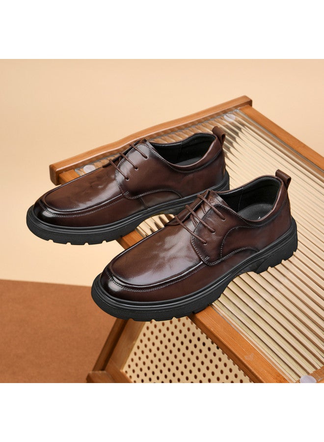 Septwolves Top Grain Leather】2025 Autumn New Business Casual Shoes Men's British Style Hand-carved Pattern Fashion Leather Shoes - Image 4