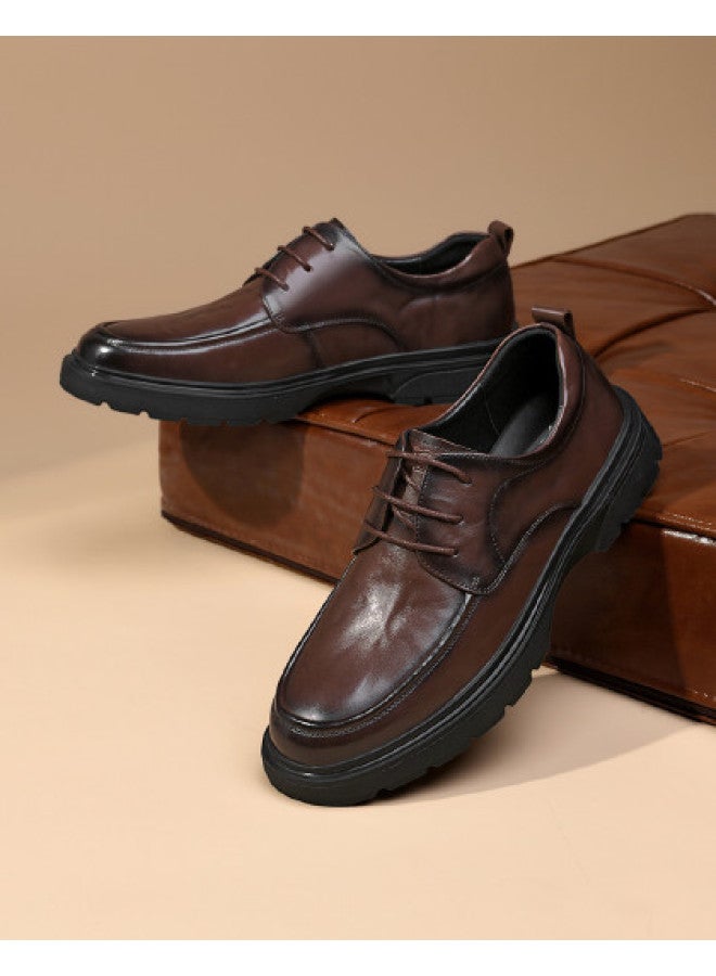 Septwolves Top Grain Leather】2025 Autumn New Business Casual Shoes Men's British Style Hand-carved Pattern Fashion Leather Shoes - Image 1