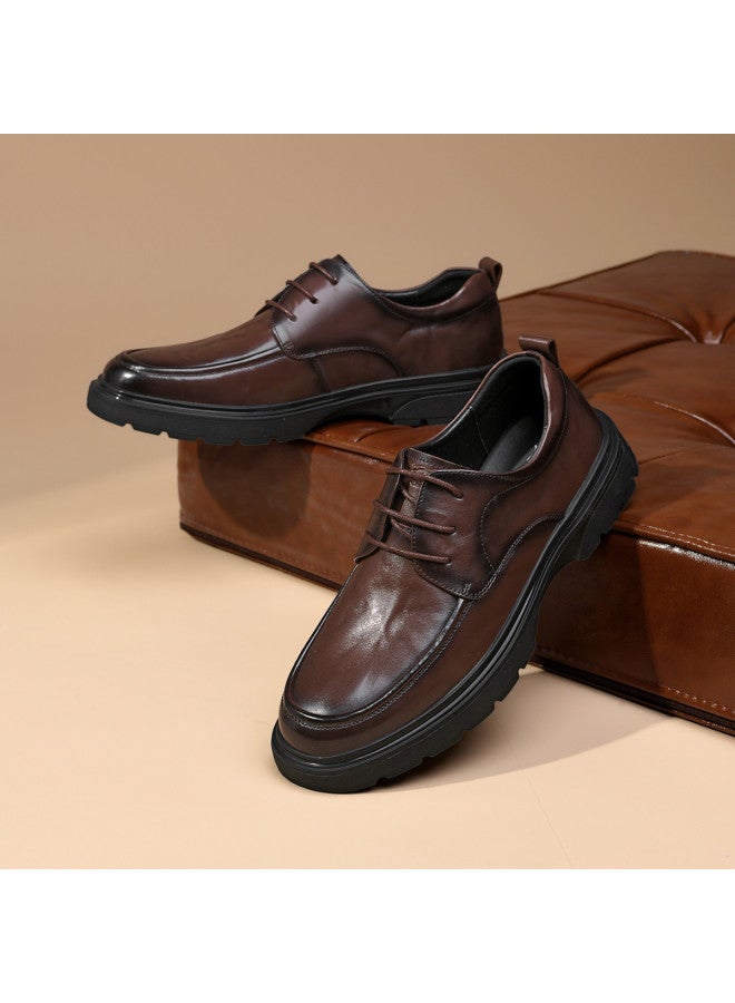 Septwolves Top Grain Leather】2025 Autumn New Business Casual Shoes Men's British Style Hand-carved Pattern Fashion Leather Shoes - Image 2