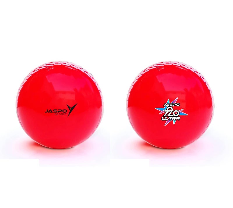 jaspo T-20 Ultra Practice Cricket Ball/Wind Balls (125-130 GMS) for - Indoor & Outdoor Street & Beach Cricket (Pack of 2) (RED) - Image 1