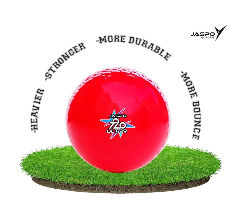 jaspo T-20 Ultra Practice Cricket Ball/Wind Balls (125-130 GMS) for - Indoor & Outdoor Street & Beach Cricket (Pack of 2) (RED) - Image 3