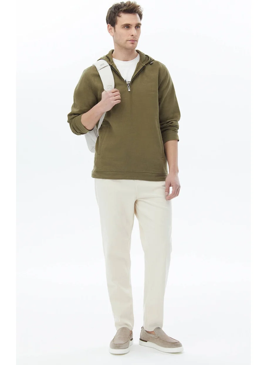 Kip Khaki Regular Fit Woven Overshirt