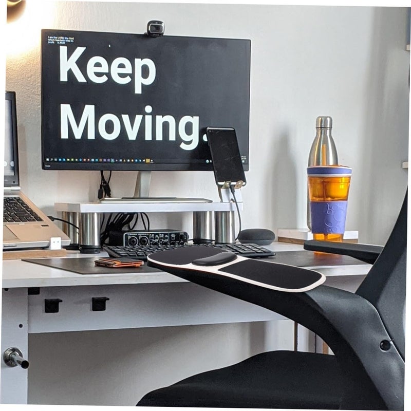 WOONEKY Memory Foam Wrist Rest Mouse Pad with Desk Expansion Board, Ergonomic Arm Support for Computer Elbow Comfort, Compatible with Office Desk and Chair Use - Image 4