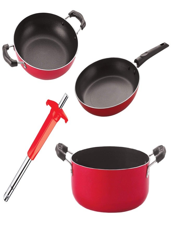 Nirlon Kitchen Utensils Non Stick Cookware Set (2.6mm_KD14_Lighter_Cass22_TP24) - Image 1