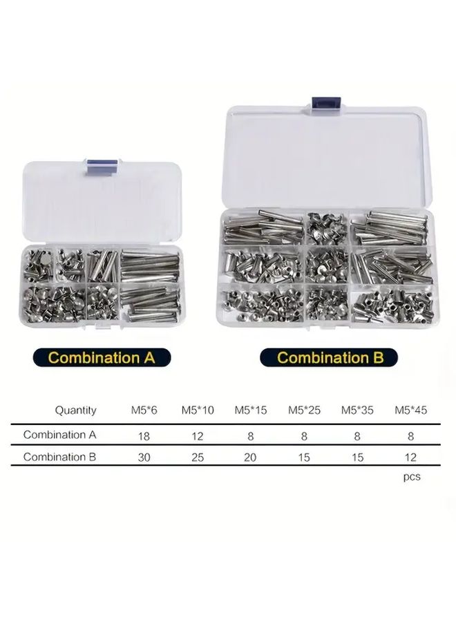 M5 Silvery Binding Screw Assorted 6 Sizes 62 Pair Chicago Screws Kit - Image 4