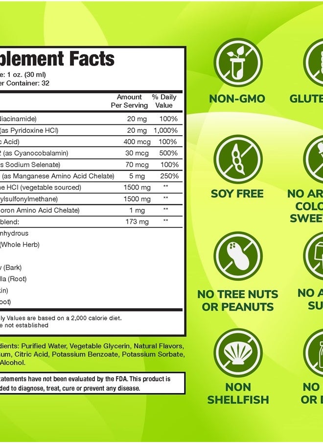 ENP - Vegan Liquid Glucosamine Supplement Plus MSM | 1500mg Glucosamine with MSM | Non Shellfish | GMO Free | Joint Support Supplement Derived from Vegetables | 32 oz | Made in USA - Image 1