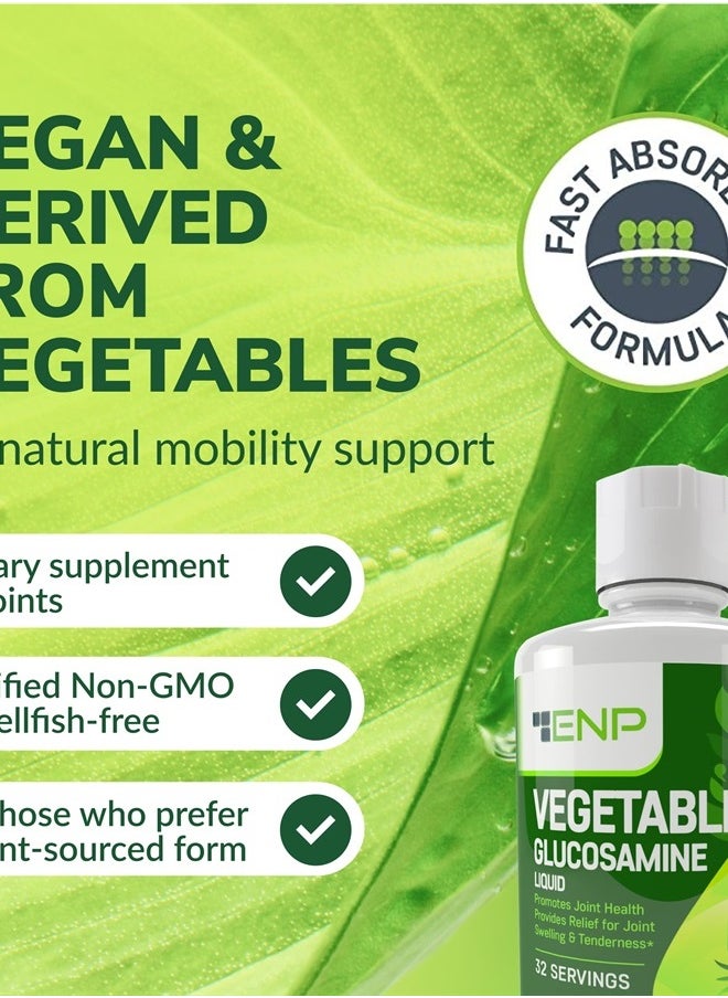 ENP - Vegan Liquid Glucosamine Supplement Plus MSM | 1500mg Glucosamine with MSM | Non Shellfish | GMO Free | Joint Support Supplement Derived from Vegetables | 32 oz | Made in USA - Image 1