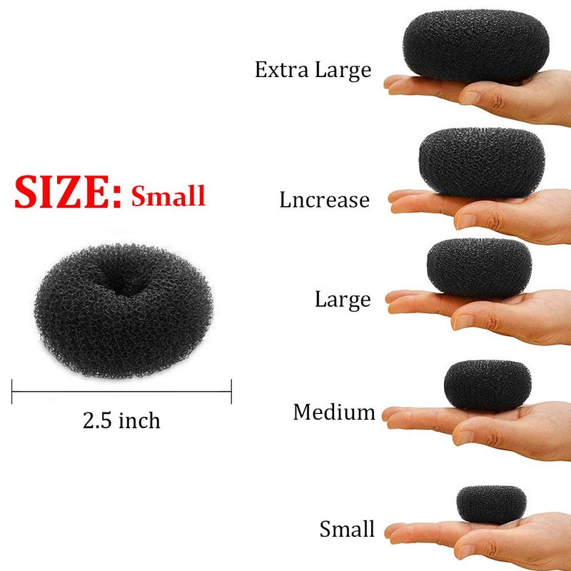 NICEMOVIC Extra Hair Donut Ring Bun Maker for Kids, Chignon Shaper for Short and Thin Hair (2.5 Inch, Black) - Image 2