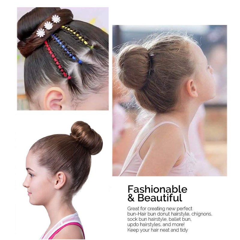 NICEMOVIC Extra Hair Donut Ring Bun Maker for Kids, Chignon Shaper for Short and Thin Hair (2.5 Inch, Black) - Image 3