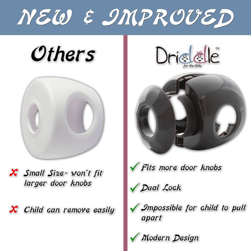 Driddle New & Improved - Door knob Baby Safety Cover - 5 Pack - Deter Little Kids from Opening Doors with A Child Proof Door Handle Lock - Image 2