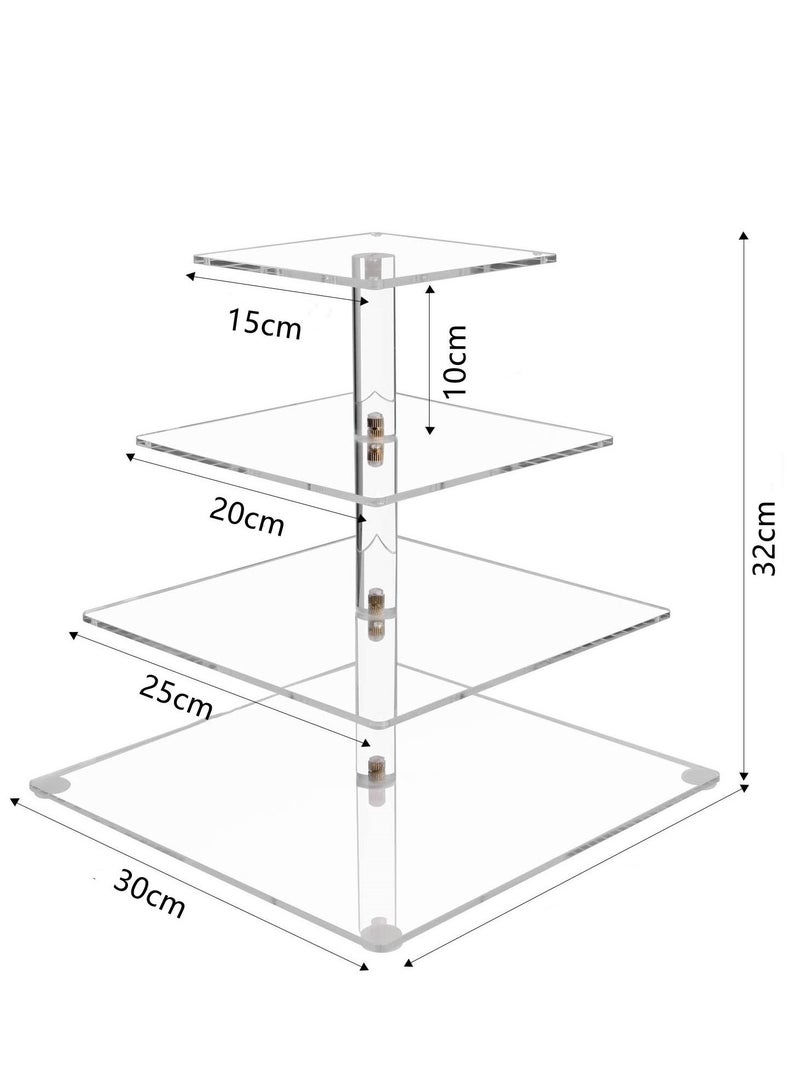 عربست حامل كب كيك - حامل كب كيك ممتاز - عرض برج كب كيك أكريليك - ديكور بار للحفلات - عرض أكريليك 4 طبقات للمعجنات + سلسلة إضاءة LED - مثالي لحفلات الزفاف وأعياد الميلاد (ضوء أصفر) - Image 4