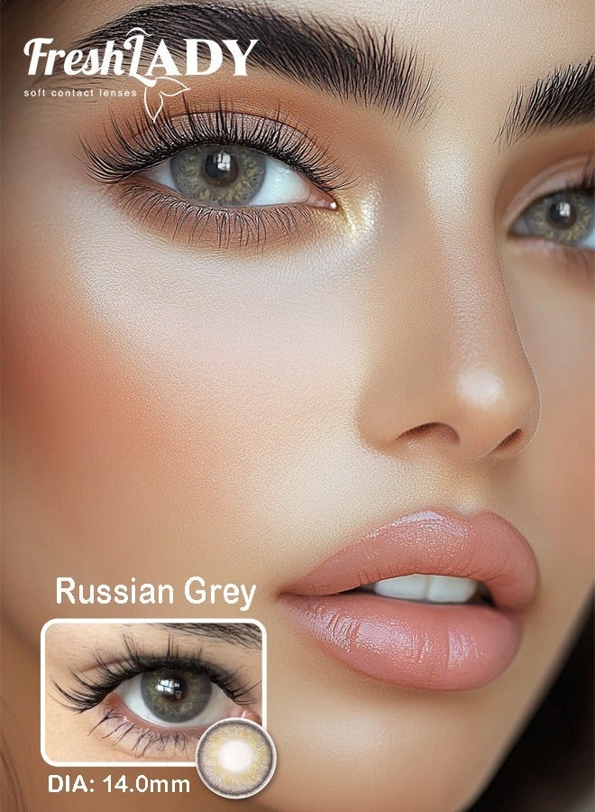 Russian Grey Colored Contact Lenses 14.20mm Yearly Disposable – Natural Eye Look, Soft Comfortable Daily Wear, Perfect for Makeup & Parties - view 3