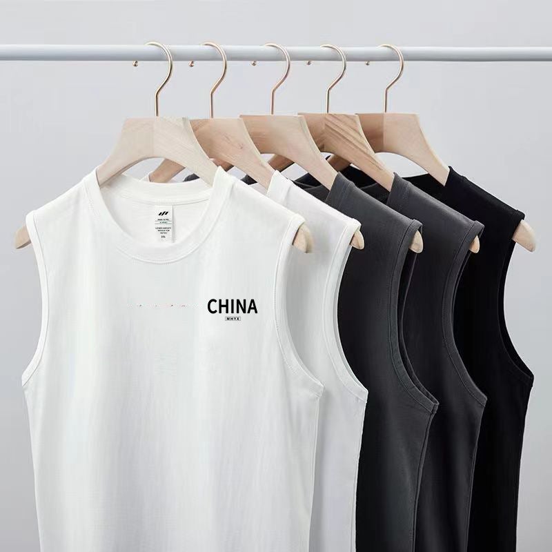 American Style Sleeveless Vest Men'S Summer Trendy Brand Plump Handsome Loose Casual Basketball Fitness Sports Boys T-Shirt Letters - Image 3