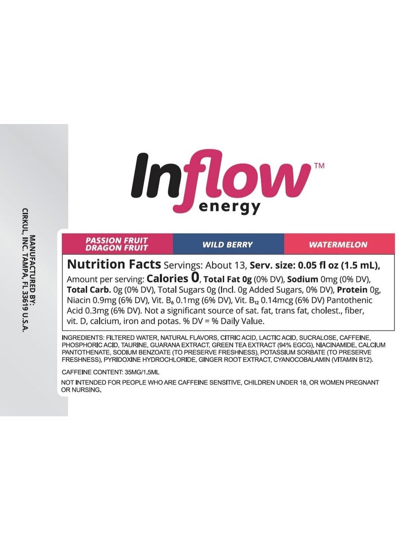 Cirkul Inflow Energy Caffeine Flavor Water Variety Pack, Makes 36 Drinks, No Sugar, Zero Calorie Drink Mix, (2 Passion Fruit Dragon Fruit, 2 Wild Berry, 2 Watermelon) - Image 3