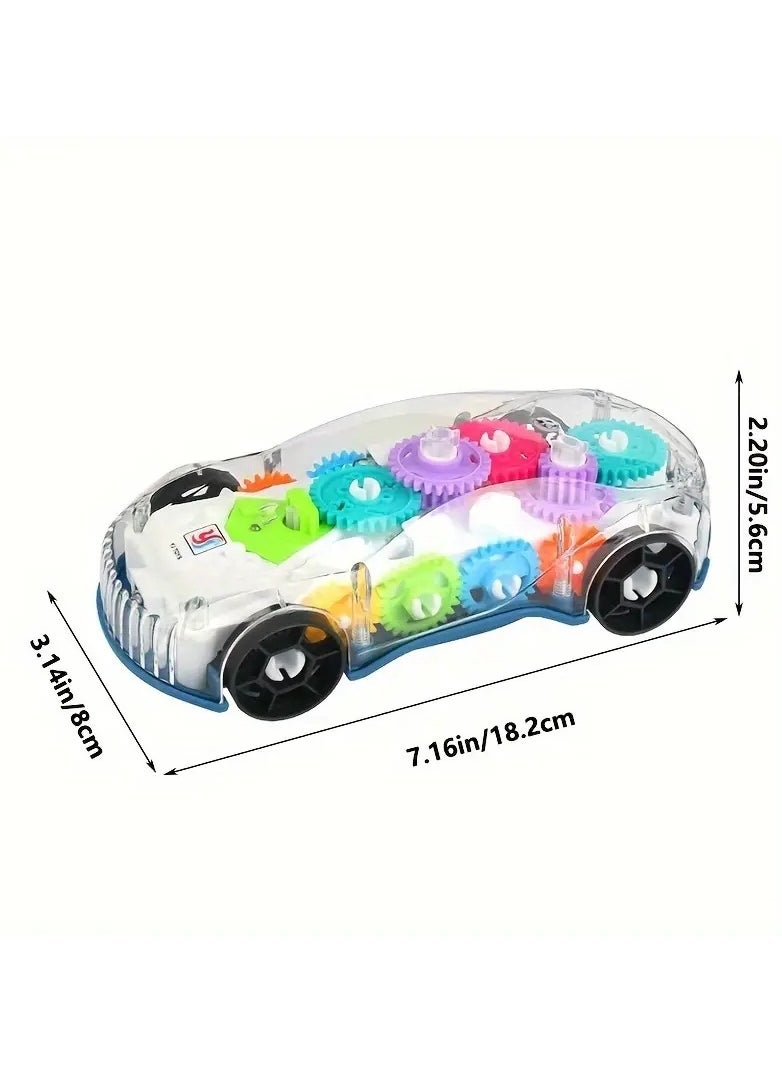 Goolsky Light Up Transparent Sensory Car Toy for Kids, 1PC, Bump and Go Toy Car with Colorful Moving Gears, Music, and LED Effects, Fun Educational Toy for Kids, Great Birthday Gift Idea  - Image 3