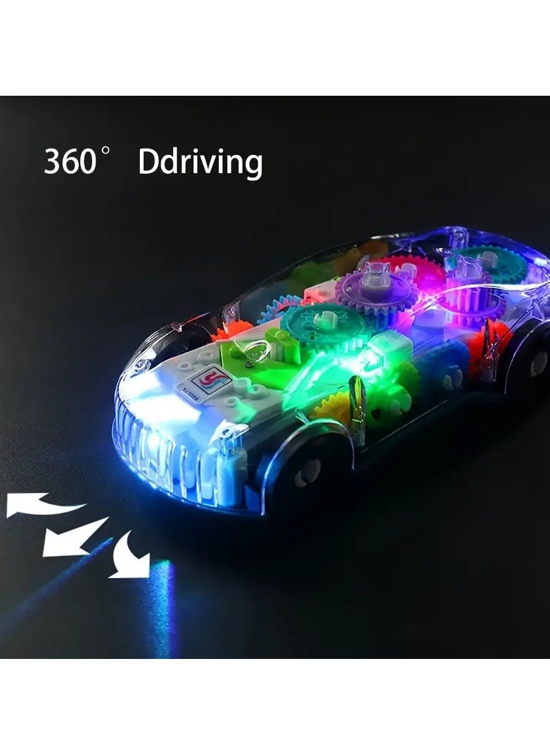 Goolsky Light Up Transparent Sensory Car Toy for Kids, 1PC, Bump and Go Toy Car with Colorful Moving Gears, Music, and LED Effects, Fun Educational Toy for Kids, Great Birthday Gift Idea  - Image 2