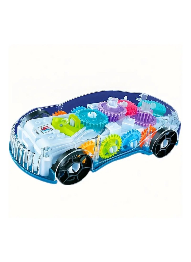 Goolsky Light Up Transparent Sensory Car Toy for Kids, 1PC, Bump and Go Toy Car with Colorful Moving Gears, Music, and LED Effects, Fun Educational Toy for Kids, Great Birthday Gift Idea  - Image 1