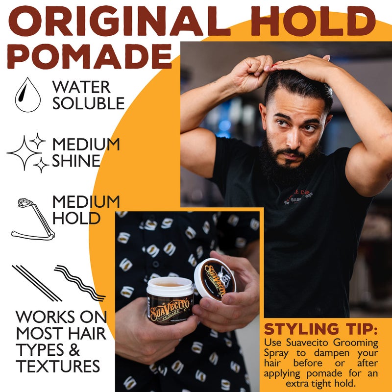 Suavecito Pomade Original Hold 5 oz, 1 Pack For Men - Medium Shine Water Based Flake Free Hair Gel - Easy To Wash Out - All Day For All Hairstyles - Image 4