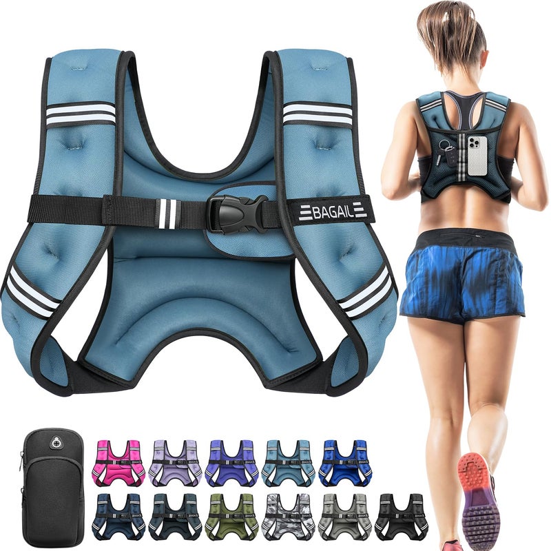 BAGAIL Comfort-Fit Weighted Vest for Woman, Even Weight Distribution, Faster Weight Loss, No-Chafe or Bounce for Walking & Running with Detachable Phone Pouch & Reflective Stripes (Available 5-30lbs) - Image 1