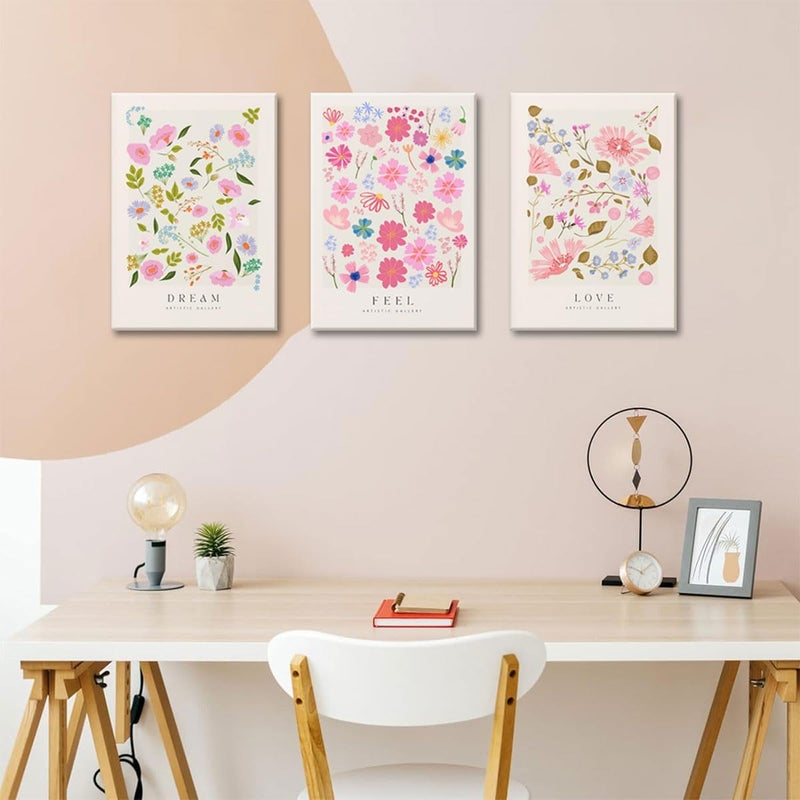 Djmwtb Flower Market Wall Art Prints Framed Set of 3 Colorful Flower Poster Floral Aesthetic Artwork Pictures Danish Pastel Abstract Canvas Painting Minimalist Decor for Living Room Bedroom 16x24in - Image 4