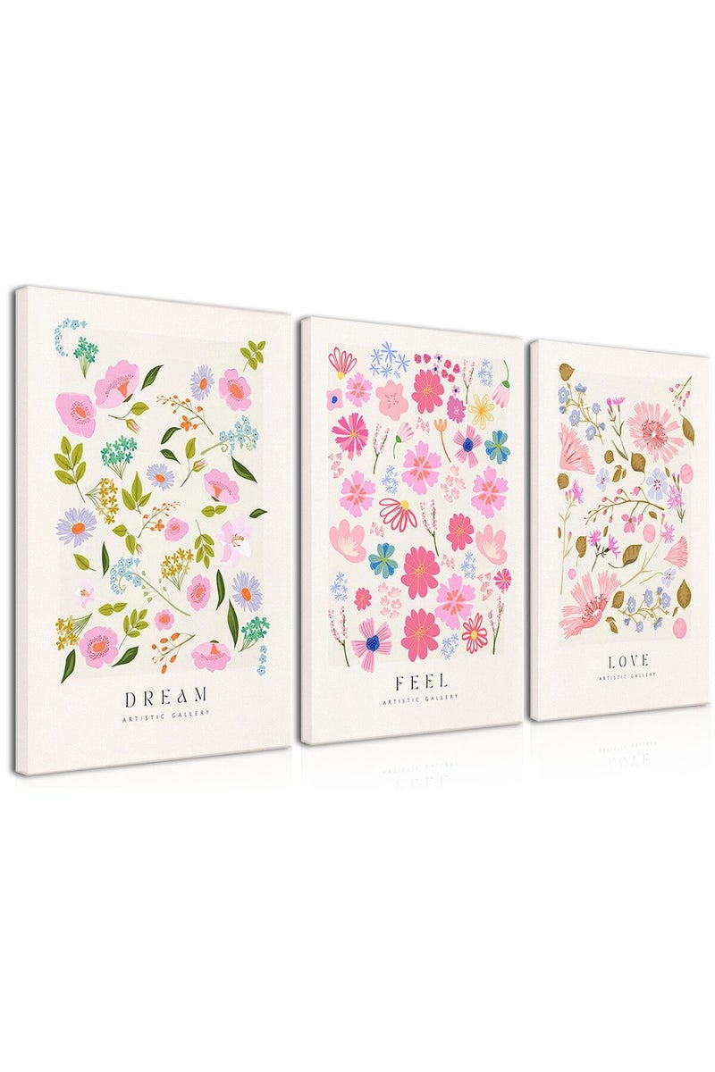 Djmwtb Flower Market Wall Art Prints Framed Set of 3 Colorful Flower Poster Floral Aesthetic Artwork Pictures Danish Pastel Abstract Canvas Painting Minimalist Decor for Living Room Bedroom 16x24in - Image 1