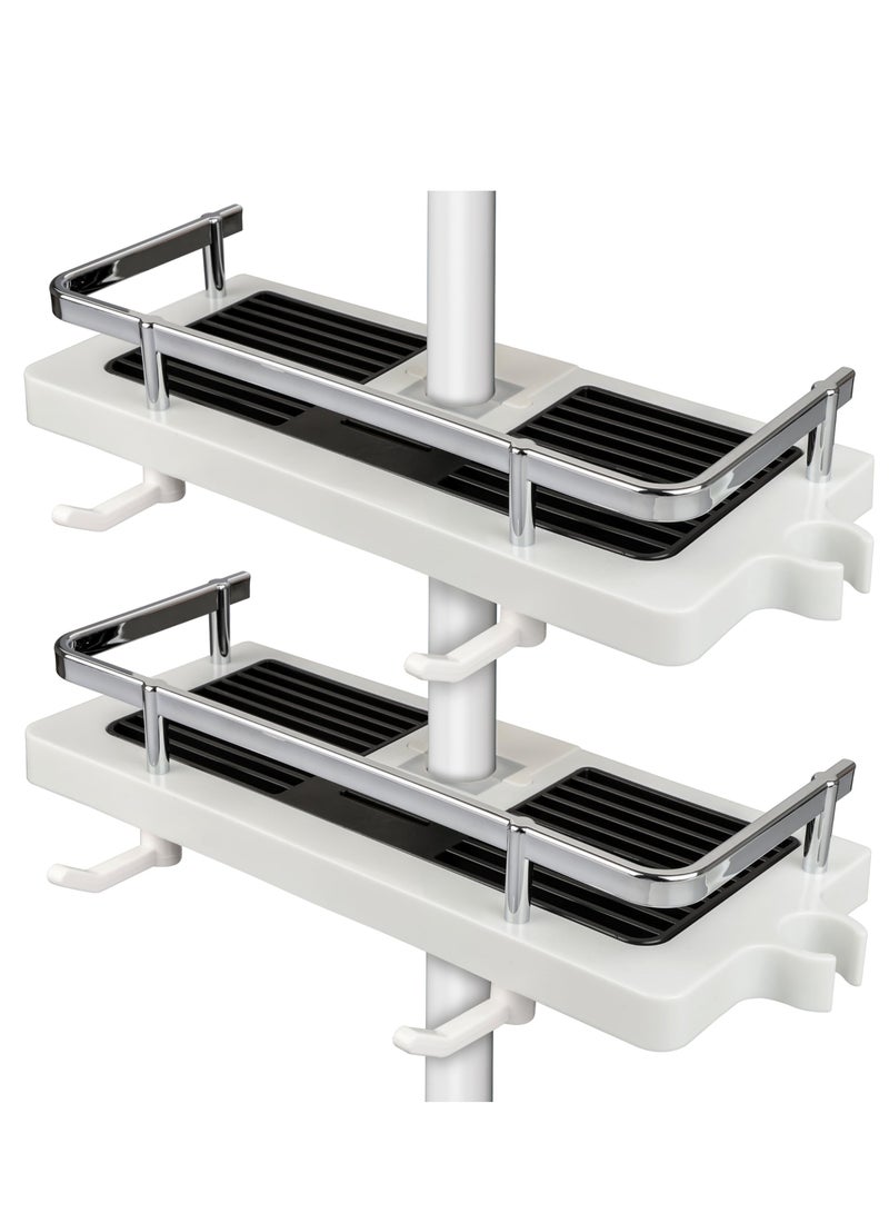 2 Pack No-Drill Bathroom Shower Shelf - Hanging Shower Caddy for Soap and Shampoo with Buckle Hook for 21mm-25mm Shower Rails - Convenient Storage Solution for Your Shower. - Image 1