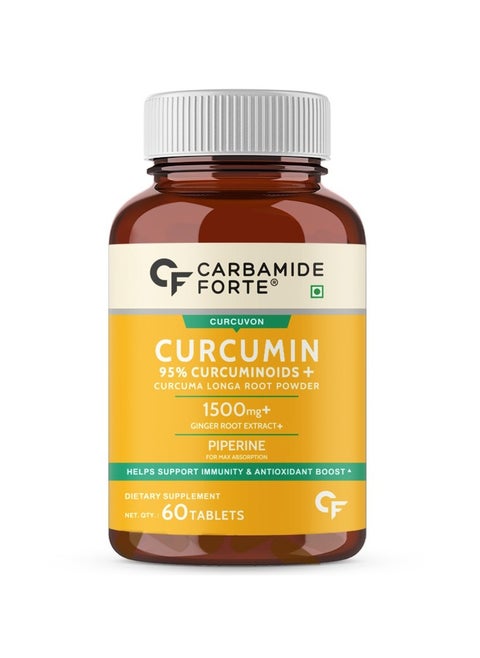 Curcumin With 95% Curcuminoids And Curcuma Longa Root Powder 60 Veg Tablets