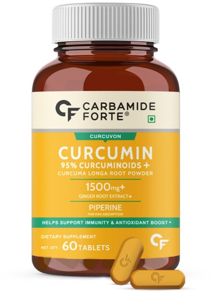 CARBAMIDE FORTE Curcumin With 95% Curcuminoids And Curcuma Longa Root Powder 60 Veg Tablets  - Image 1