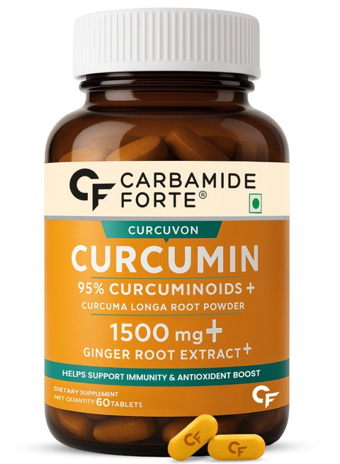 Curcumin With 95% Curcuminoids And Curcuma Longa Root Powder 60 Veg Tablets