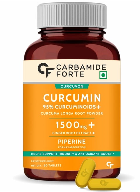 Curcumin With 95% Curcuminoids And Curcuma Longa Root Powder 60 Veg Tablets